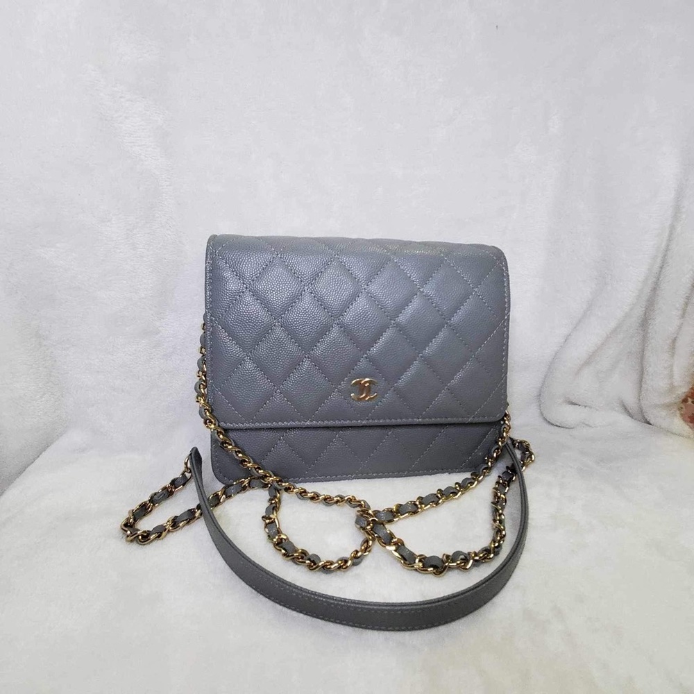 Chanel square wallet on chain